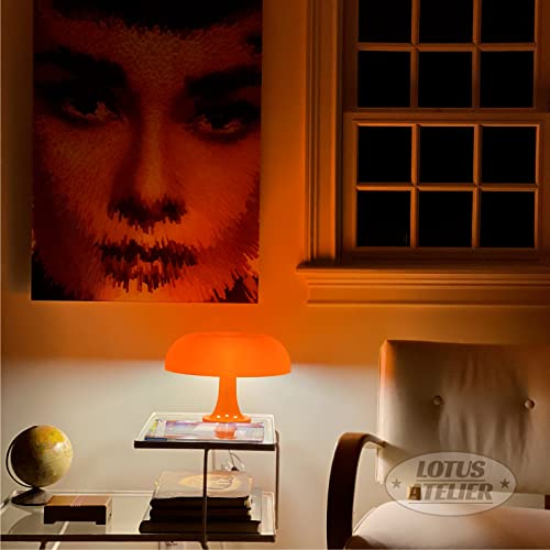 Orange Mushroom Table Lamp for Room Aesthetic - Retro Mid Century Lighting