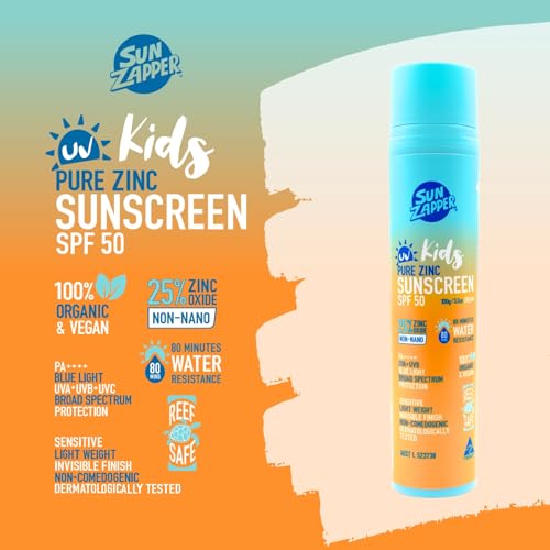 Kids Zinc Sunscreen SPF 50 Mineral Sunblock Pump 100g - Reef Safe & Water-Resistant
