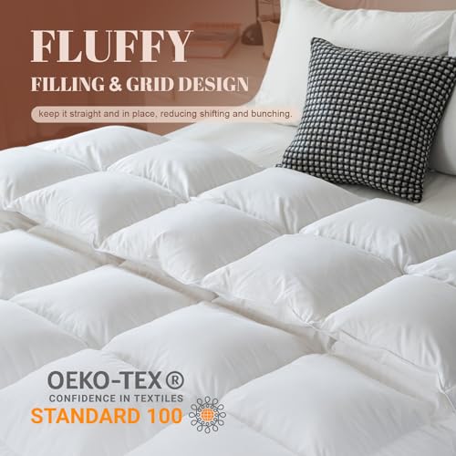 All Season King Feather Comforter - White Luxury Duvet Insert with Corner Tabs