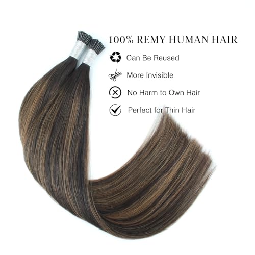 Cold Fusion I Tip Hair Extensions - 24 Inch Brown Balayage - ABH AMAZINGBEAUTY HAIR (IT) P2-6/2