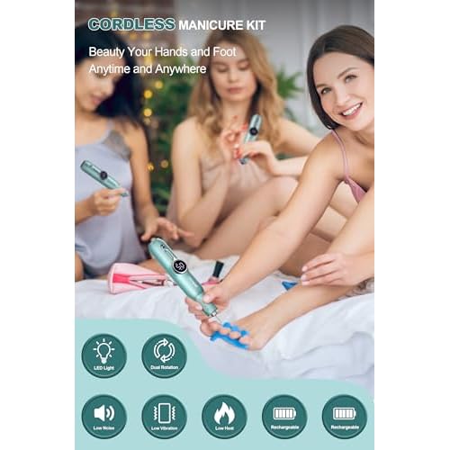 Cordless Electric Nail Drill Machine Professional for Acrylic Gel Nails, E-File for Manicure and Pedicure for Foot Portable Manicure Tool with Storage Bag