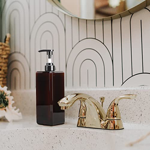 Brown 800ml Refillable Square Soap Dispenser Set with Labels - Suream 3 Pack