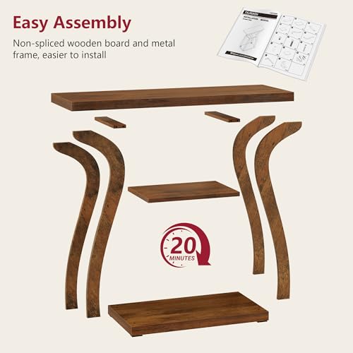 Rustic Brown 3-Tier Farmhouse Console Table for Entryway - 31.5 Inch