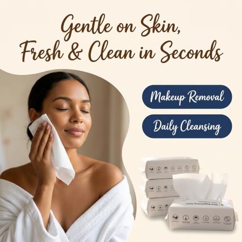 Disposable Face Towels 600 Count Dual-Texture Makeup Remover & Cleansing Wipes