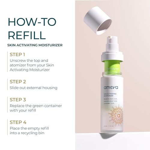 Skin Activating Moisturizer Refill: 100% Plant-Based, Vegan, Anti-Aging Formula, For Sensitive Skin, Boosts Collagen, Hyaluronic Acid and Retinol, Reduces Redness, Jojoba Oil, Ceramides