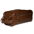 Premium Buffalo Leather Unisex Toiletry Bag Travel Kit (King Size) Shaving kit Accessories :Shaving Brush Case, Razor Protective Travel Case (Combo of 4 Items) (Crocodile Print)
