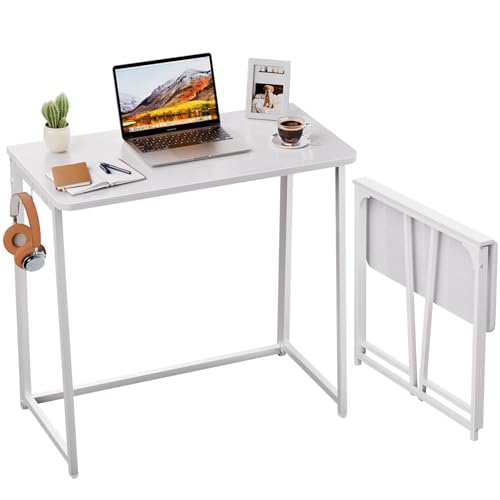 WOHOMO Small Folding Desk 31.5 x 15.7 White Compact Computer Table