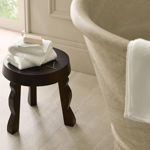 BOLL & BRANCH Turkish Ribbed Washcloth Set - Cream - 100% Organic Turkish Cotton - Soft Absorbent Luxury Spa Washcloths with Ribbed Texture - Quick Dry Bathroom Essentials Set of 2