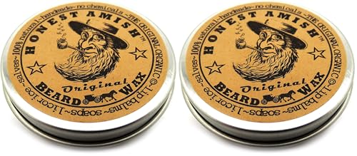 Honest Amish Original Beard Wax 2oz Pack of 2 - Natural & Organic Beard Styling