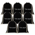 8 Pack Travel Hair Dryer Bags - Drawstring Storage Containers for Bathroom & Travel (Black)