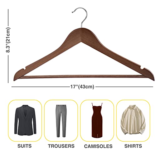 Walnut Wooden Hangers - 60 Pack Heavy Duty Closet Clothes Hangers with Notches - Variation of THIS listing
