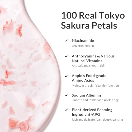 Kustie Travel Size Body Wash - Visible Cherry Blossom Petal & Sakura Extract, Niacinamide | Moisturizing & Soften Skin | Hyaluronic Acid & Antioxidant for Sensitive & Dry Skin, 3.38 fl oz