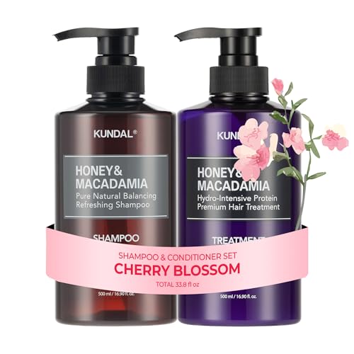 KUNDAL Honey & Macadamia Shampoo & Conditioner Set with Cherry Blossom Scent