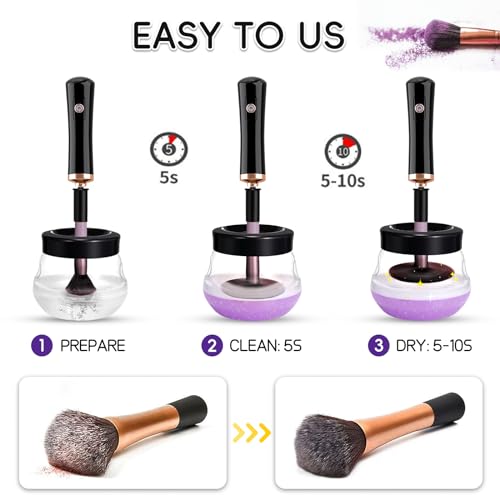 Pro 2019 Upgraded Electric Makeup Brush Cleaner and Dryer,DOTSOG Automatic Brush Spinner for all brushes,Wash and Dry in Seconds,with 8 Size Rubber Collars