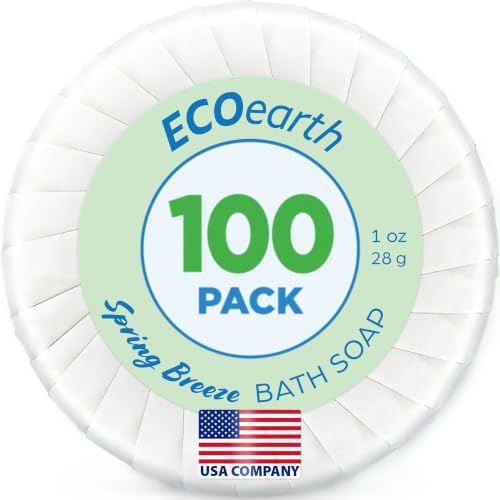 EcoEarth Spring Breeze Hotel Soap Bars - 1 oz, Pack of 100 - Travel & Guest Hospitality