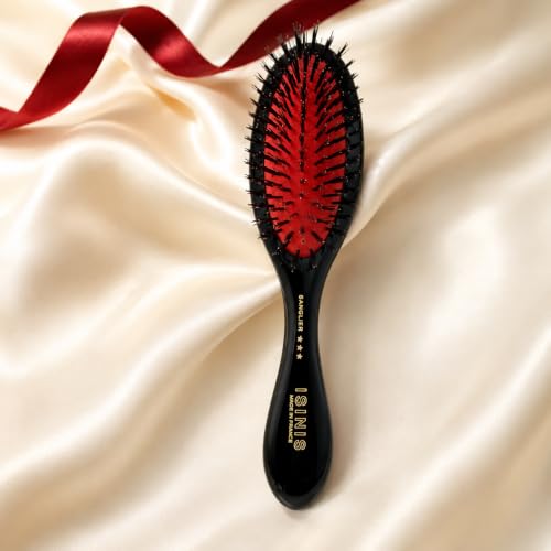 ISINIS Black Root Boar Hair Brush 7 Inches for Styling & Grooming