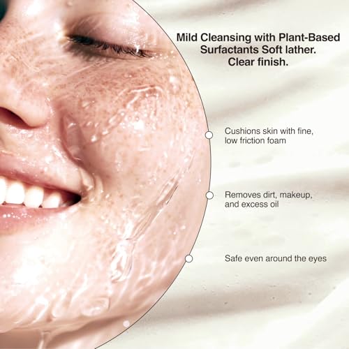 PH Balancing PHA Cleansing Foam - Korean Face Wash for Sensitive Skin, Gentle Hydrating Facial Cleanser, Exfoliating Skin care, 4.4 Fl Oz (130ml)