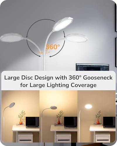 White Gooseneck Floor Lamp with Remote 1300LM LED Adjustable Brightness & Color
