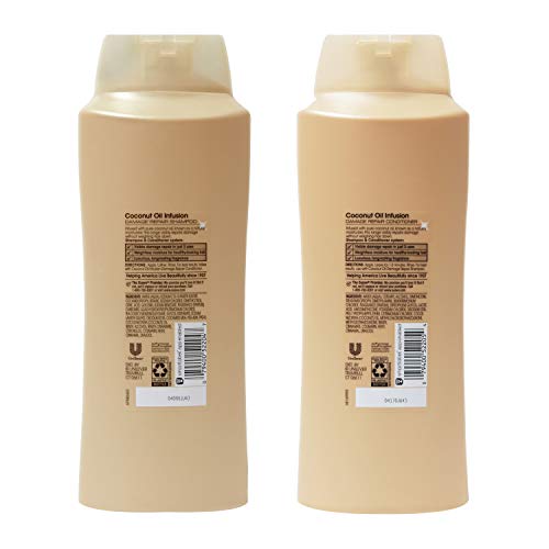 Suave Professionals Damage Repair Shampoo + Conditioner Coconut Oil, 28 Fl Oz (Pack of 4)