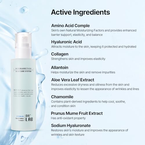 Hydra-15 Soothing Toner 5.07 fl oz /150ml Deep Hydrating Moisturizing for Dry, Sensitive Skin with Hyaluronic Acid Korean Skincare