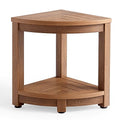 Corner Shower Stool with Storage and Adjustable Feet - Waterproof Plastic Seat for Shaving, Brown