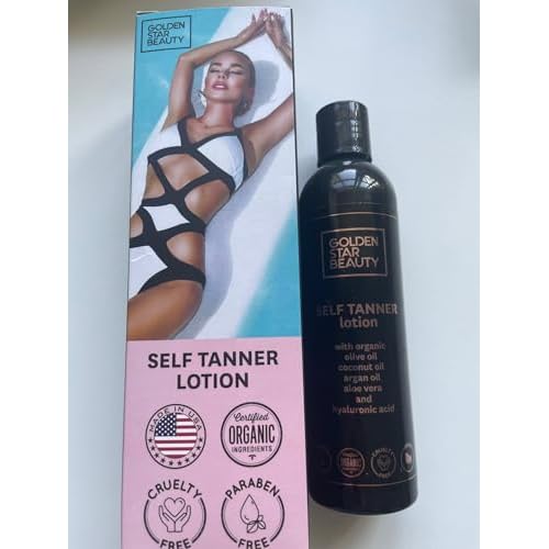 Self Tanner with Tanning Mitt - Sunless Tanning Lotion w/Hyaluronic Acid & Organic Oils Gradual Body Bronzer for Light or Medium Tan 8.0 fl.oz ¡¦