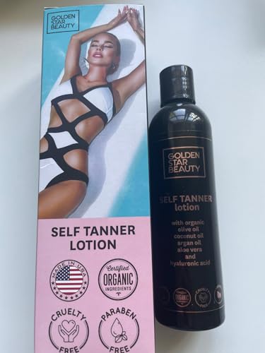 Self Tanner with Tanning Mitt - Organic Sunless Lotion for Light/Medium Tan 8oz