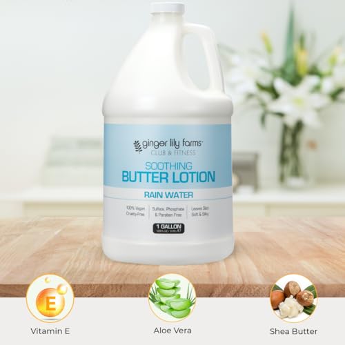 Ginger Lily Farms Rain Water Scent Body Lotion 128oz - Nourishing Moisturizer, Vegan & Cruelty-Free, Large Refill Bottle