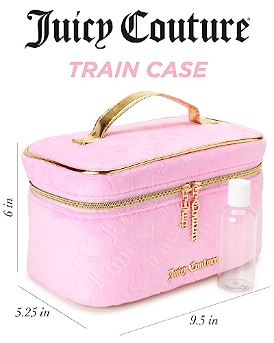 Pink Velour Makeup Train Case - Juicy Couture Heart Logo Travel Bag