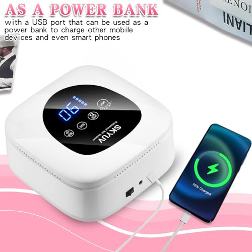 Rechargeable UV LED Nail Lamp, SKYUV Cordless Nail Dryer for Gel Polish, UV Nail Lamp with 4 Timers Setting and LED Touch Screen, Professional Curing Lamp Light with 30 Beads for Salon and Home