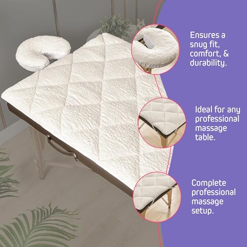 Double-Sided Massage Table Pad 76x34in Plush Fleece & Microfiber Cover, Spa Bed Topper