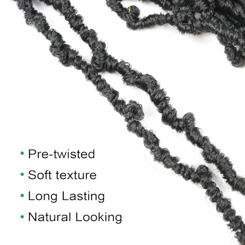 Butterfly Locs Crochet Hair 14 Inch Natural Black - 8 Packs Goddess Faux Braids