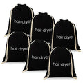 6 Pack Travel Hair Dryer Bags Drawstring Storage Pouches for Bathroom & Travel - Black