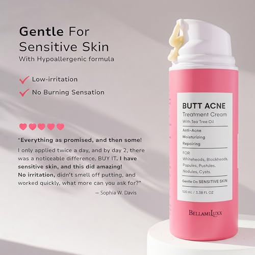 BellamiLuxx 3-Pack Butt Acne Clearing Cream with Salicylic Acid & Tea Tree Oil