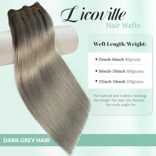 Grey Silver 12 Inch Sew In Human Hair Extensions Weft - Full & Thick