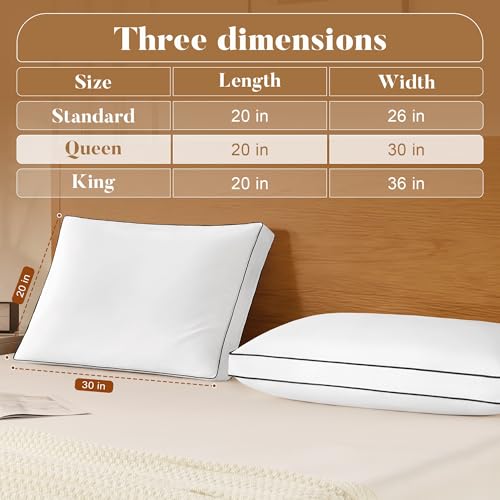 Queen Down Pillows 2 Pack - Luxury Hotel-Style Goose Feather Bedding