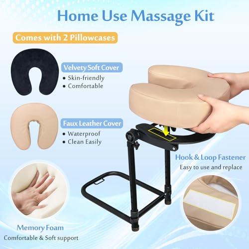 Adjustable Massage Headrest for Bed and Face Down Therapy - Home Spa Kit