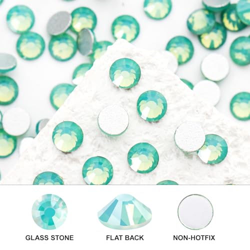 Novani 3000 Pieces Flatback Rhinestones Glass Round Gems Green Opal Crystals for Nail Art DIY Crafts Clothes Shoes,SS20,4.6-4.8mm