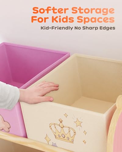 Toy Storage Organizer with 3 Shelves and 9 Bins - Pink Castle Theme