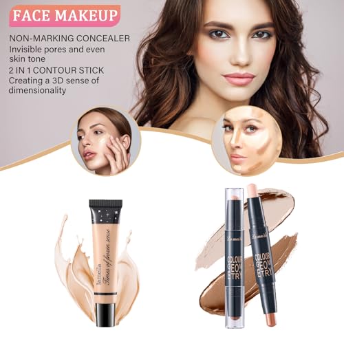 Makeup Set for Women, Makeup Kit for Women Full Kit, Travel Makeup Set, Makeup Gift Set for Girls, 14-Color Eyeshadow Palette, 2 x Lip Gloss, Eyebrow Powder, Contour Stick, Face Make up 02