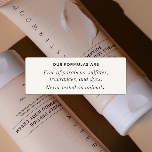 Asterwood Firming Body Cream & Moisturizer - with Matrixyl 3000 Peptides, Ceramides, & Hyaluronic Acid - Firms, Smooths, Hydrating, Lifts - Fast-Absorbing - Fragrance-Free, Cruelty-Free - 7 Fl Oz
