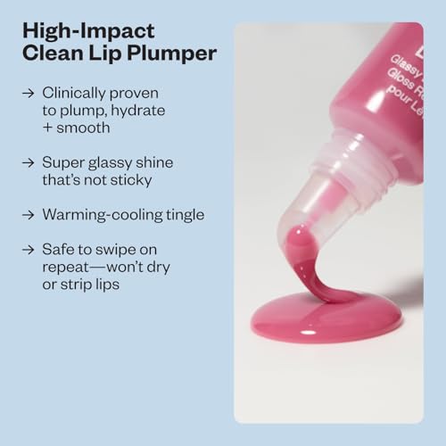 Kosas Lip Pulse Lip Plumper Gloss - Non-Sticky Hydrating Lip Gloss with Warming-Cooling Tingle, Mirror Shine, Love Potion Variant
