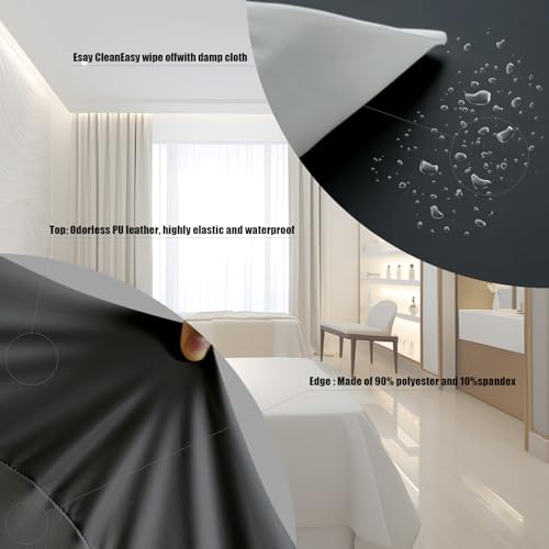 Lash Bed Cover Wipeable PU Leather Massage Table Cover Waterproof and Reusable Spa Bed Cover £¬Odorless and High Elasticity Vegan Leather Lash Bed Topper£¨6FT£¬Top Pocket Design£©