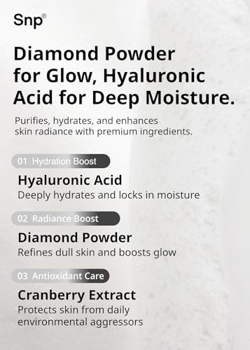 Diamond & Hyaluronic Acid Face Mask – Hydrating, Tightening, Rejuvenating Skincare Sheet Mask for Oily Skin – 10 Sheets