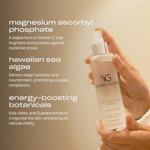 Young Goose, Bio-C Peptide Spray | Hydrating and Toning Mist | Supports Microbiome | Protection Against Blue Light, UVA, UVB Rays | Essential Hydration, Balance pH