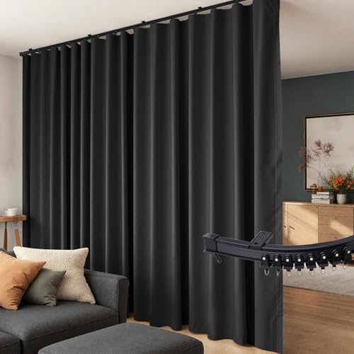Hoeflife 180W x 96H Black Flexible Ceiling Track Set for Room Dividers & Curtains