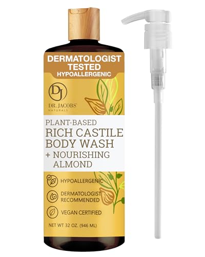Dr. Jacobs Naturals Castile Body Wash Almond with Pump - Plant-Based 32 oz