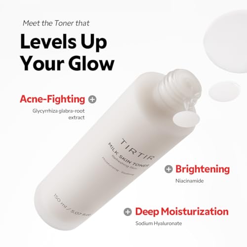TIRTIR Milk Skin Rice Toner | Deep Moisturizing, Hydrating Toner for face, Niacinamide, Ceramide, Rice Bran Extract, Nature-Oriented Ingredients for Korean Skin Care, Vegan, 1.69 Fl Oz