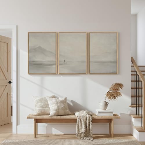 16x24 Inch Christian Wall Art Prints Set - Jesus Leaving the 99 Sheep, Neutral 3-Piece