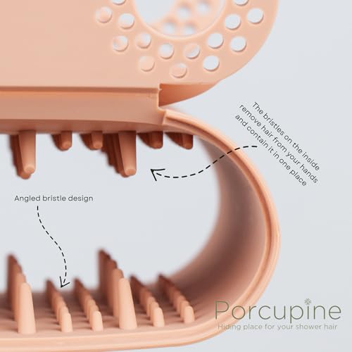 Shower Wall Hair Catcher, Modern Silicone Design Collects & Conceals Hair in Bathroom, Prevents Clogged Drains, Reusable, Removable, Easy to Clean, Heavy Duty Hanger Included (Sage Green)